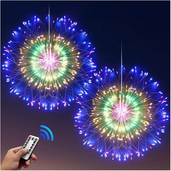 Firework Lights Starburst Lights 200 LED Copper Wire Battery Operated Hanging - Picture 1 of 6